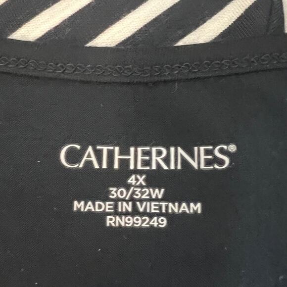 Catherines Womens Knit Tunic Size 4X Black White Striped 3Q Sleeves Scoop Neck - Picture 5 of 7